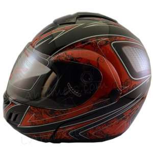  Dot Adult Red Tribal Flip Up Motorcycle Street Helmet XL 