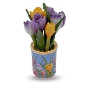  Halcyon Days Enamels Crocuses Floral Flower Vase 