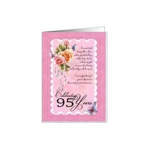   95 years old greeting card   roses and butterflies Card Toys & Games