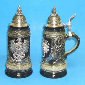  Zoller & Born German Beer Stein with Pewter Eagle Relief 