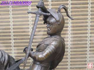 Spain Don Quixote Ride war horse warrior Bronze & Marble ART knight 