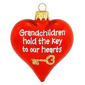    Grandchildren Hold The Key Heart Glass Ornament