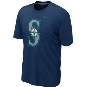  Seattle Mariners Nike Heathered Navy Club Logo Tri blend T 