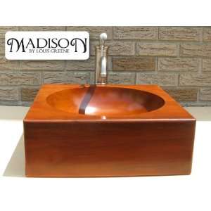 Madison Cubical Wood Vessel Sink   Solid Teak   Wooden 