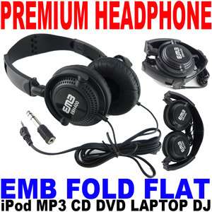 EMB EBH400 PREMIUM HEADPHONE FOLD FLAT DJ IPOD IPHONE HIGH QUALITY USA 