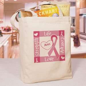   Breast Cancer Awareness Personalized Canvas Tote Bag 