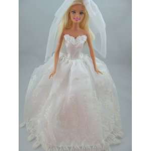   White Wedding Dress Fits 11.5 Barbie Dolls (No Doll): Toys & Games