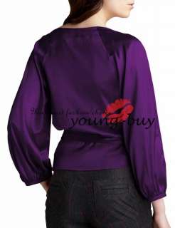 Colored Wrap Satin blouse US Sz4 6 8 10 12 14 w1318  