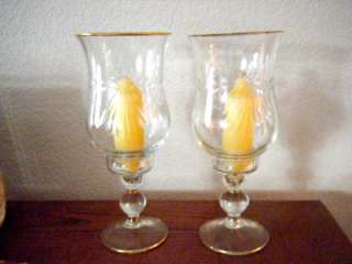 PAIR OF CUT CRYSTAL HURRICANE CANDLE HOLDERS  