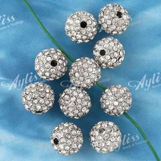 20pcs Clear 10mm Crystal Rhinestone Round Loose Beads  
