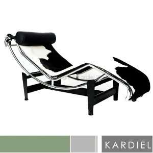  Le Corbusier Style LC4 Chaise Lounge, Black & White 