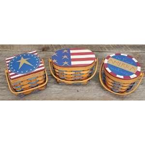  Pack Of 2  Best Quality Americana Mini Basket w/Lid and 
