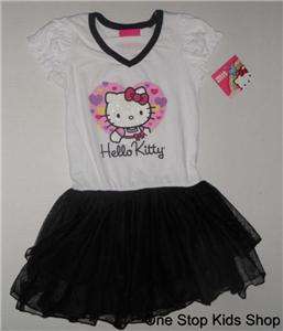 HELLO KITTY Girls 5 6 6X Outfit Set DRESS Skirt TUTU Shirt  