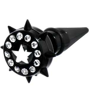    Black Acrylic Spiked White Star Fake Taper Ear Plug: Jewelry