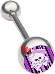 Girly Skull Design Logo Tongue Ring Barbell cute NEW  
