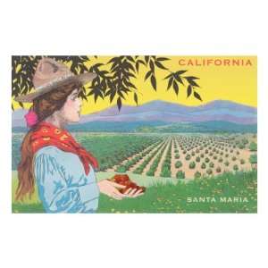 Cowgirl with Strawberries, Santa Maria, California Premium Poster 