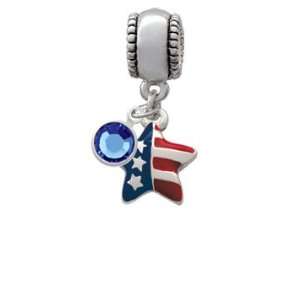  Mini USA Patriotic Star European Charm Bead Hanger with 