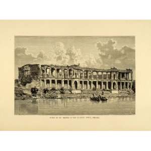  1878 Wood Engraving Ruins Harem Emperor Ahmed Sirkhej 