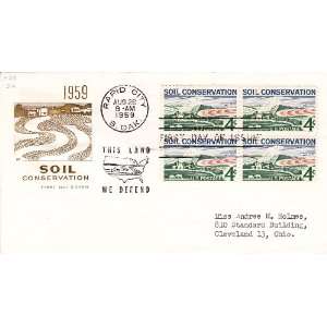   of 4 Stamps on First Day Cover, Postmarked Rapid City SD Aug 26, 1959