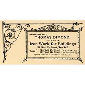  1902 Ad Thomas Dimond Building Ornamental Iron Work 128 W 