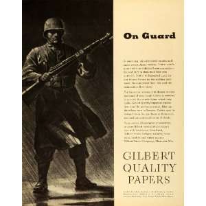  1943 Ad Gilbert Quality Paper Soldier Military Wartime Menasha 