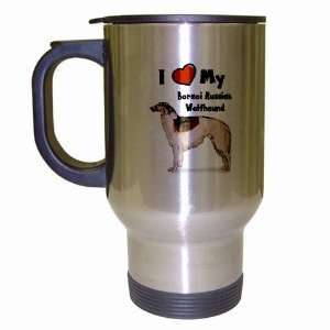    I Love My Borzoi Russian Wolfhound Travel Mug: Home & Kitchen