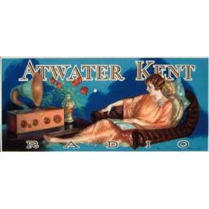  1925 Lithograph Billboard Ad Atwater Kent Radio RARE 