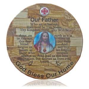    Olive Wood Wall Hanging Our Father Prayers   Jesus 