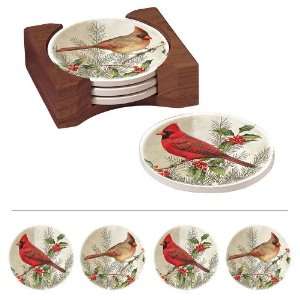   Round Coaster Set with Caddy,Heaven & Nature Sing