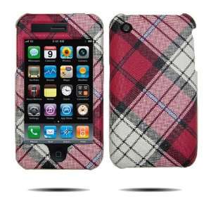  IPhone 3G , Red Checkered Design, Hard Cover Faceplate 