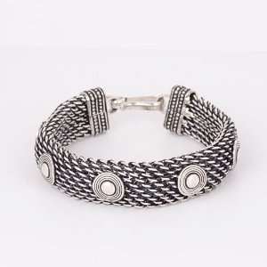   silver oxidized mesh bracelet bangle handmade designer fashion jewelry