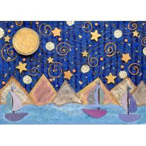  Moon Light Sail Collage Canvas Art