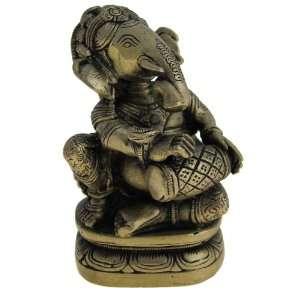   Sitting Ganesha Metal Statue Playing Dholak