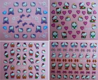   Hello Kitty 3D Design Nail Art Stickers 24 sheets Different Design Lot