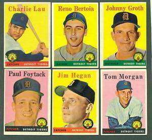 1958 58 TOPPS DETROIT TIGERS 11 CARD LOT  
