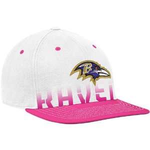   White Pink Breast Cancer Awareness Flat Brim Flex Hat: Sports