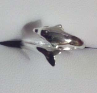 Solid Sterling Silver Dolphin Adjustable Ring  