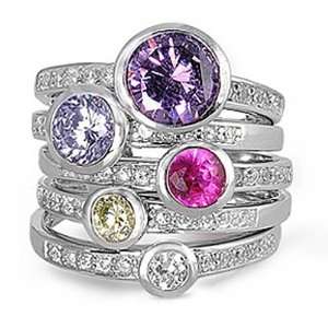   CZ Trendy Stackable Ring Set 1 inch (Available in size 6, 7, 8) size 7