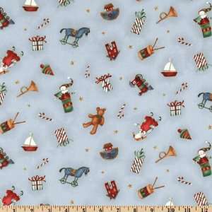  44 Wide Jolly Ol St. Nick Toys Frosty Blue Fabric By 