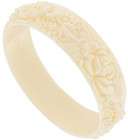 Bangle Bracelet Off White Carved Rose Flower Vintage