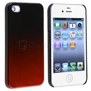   Red Hard Clip on Case Cover+MIRROR LCD Protector for iPhone 4 4th G 4S