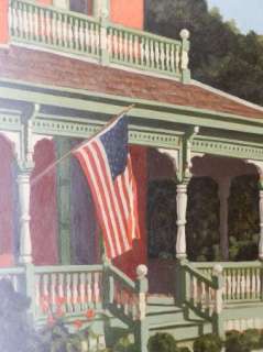 William Hocker (1918 ) Texas American Flag Patriotic Oil Painting 