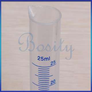25ml Clear Plastic Graduated Cylinder Measure in 0.5 milliliters f Lab 