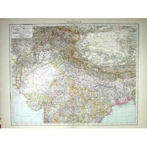  INDIA NORTH ANTIQUE MAP c1897 TURKESTAN HIMALAYA MOUNTAINS 