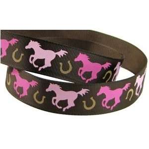  Hip Girl Boutique 5yd 7/8 Pink Horse Grosgrain Ribbon 