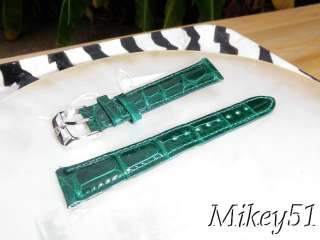 NEW MICHELE 16MM LUCKY GREEN ALLIGATOR WATCH BAND  