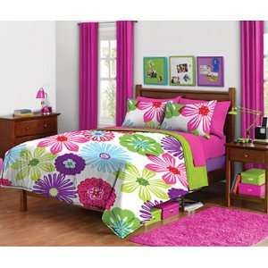  Reversible Floral Comforter Set   Full / Queen: Home 