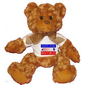  VOTE FOR RECORDS Plush Teddy Bear with WHITE T Shirt Toys 