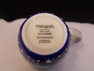 Pfaltzgraff Ice Crystals 4 Coffee Cup Mug Snowflake Blue Christmas 