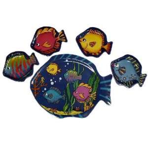 Tropical Reef Ocean Fish Melamine party platter and plate set:  